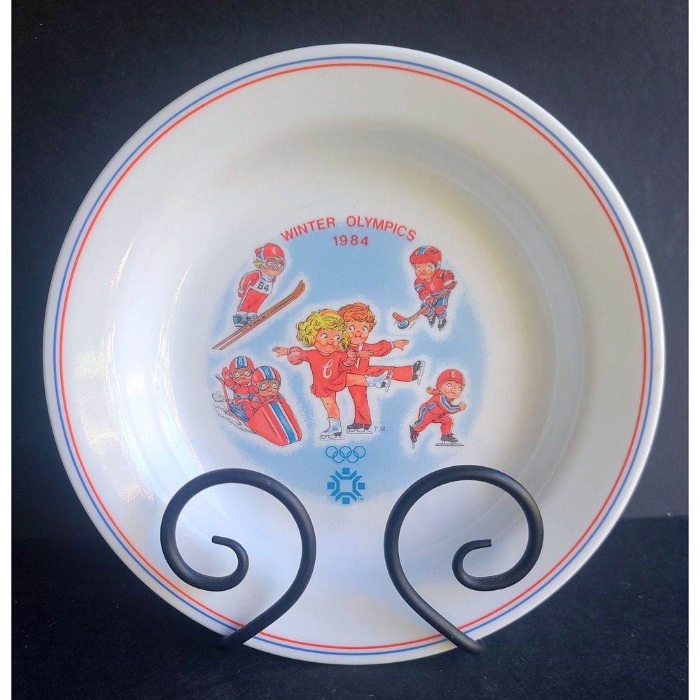 Vintage Corelle Campbells 1984 Winter Olympics Flat Rim Salad Soup Bowl